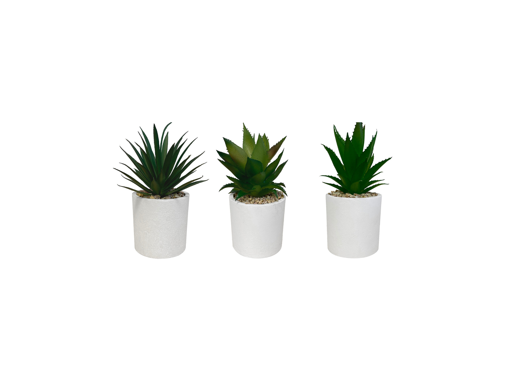 Set de 3 plantes artificielles, pot blanc, taille 16 cm