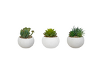 Charger l&#39;image dans la galerie, Set de 3 plantes artificielles, pot blanc, taille 11 cm
