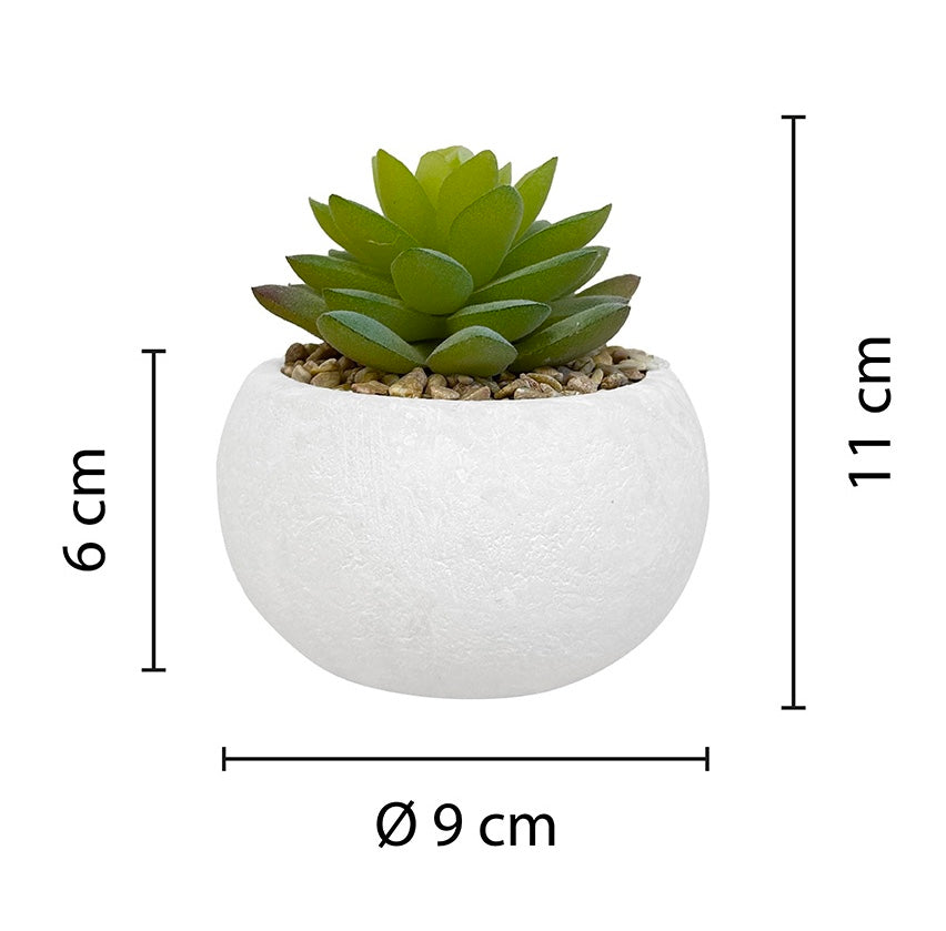 Set de 3 plantes artificielles, pot blanc, taille 11 cm