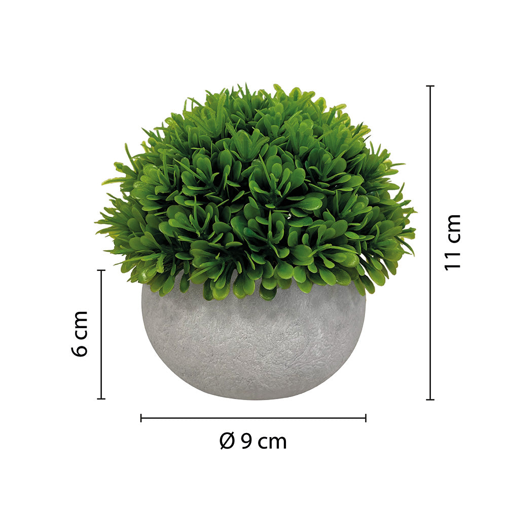 Set de 3 plantes artificielles, pot gris, taille 11 cm