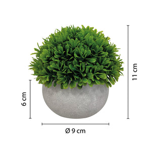 Set de 3 plantes artificielles, pot gris, taille 11 cm